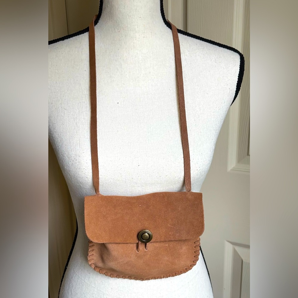 Girls Brown Leather Crossbody Bag